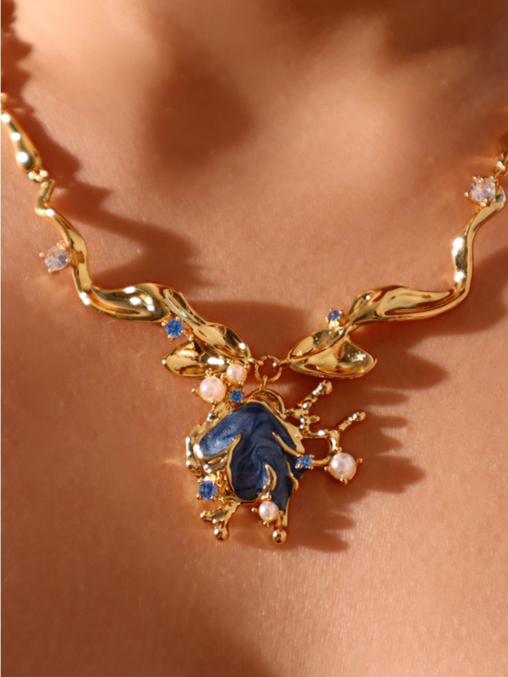 18K Real Gold Plated Mermaid Sea Shell Necklace